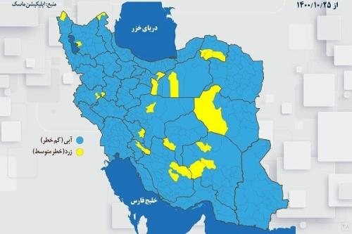 رنگ نارنجی و قرمز از نقشه کرونائی ایران پاک شد